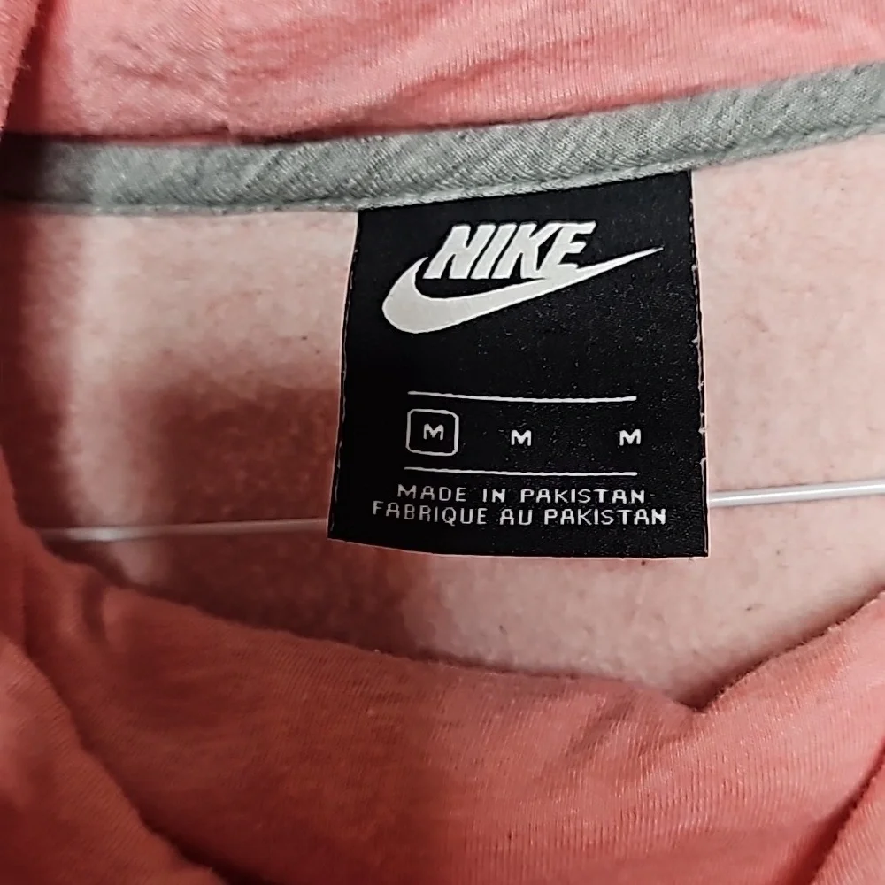 Nike fleece varsity funnel high neck hooded hoodie pink pullover sweatshirt sz M